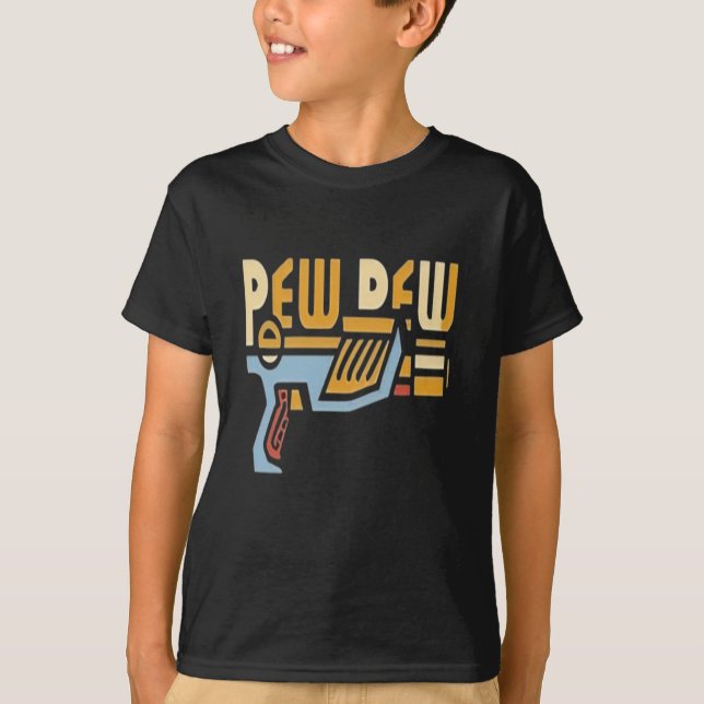 Fun Pew Pew Pew Nerf Gun, Playful Foam Blaster T-Shirt (Front)