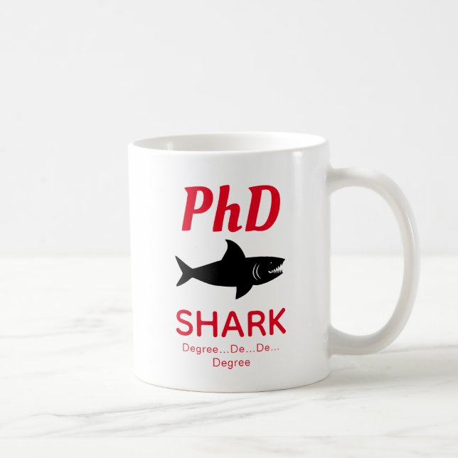 Fun PhD Shark Red Coffee Mug (Right)