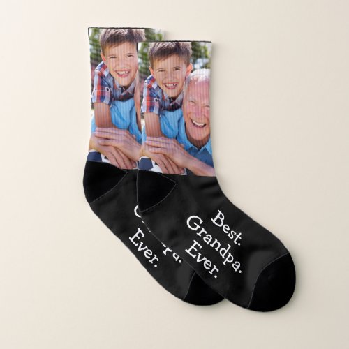 Fun Photo Best Grandpa Ever Black Personalized  Socks