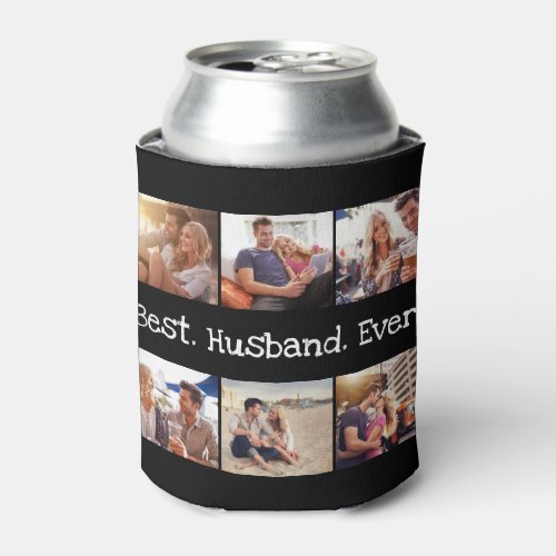 Fun Photo Best Husband Collage Personalized Black Can Cooler