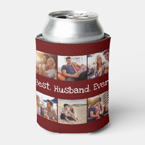 Fun Photo Best Husband Collage Personalized Red Can Cooler