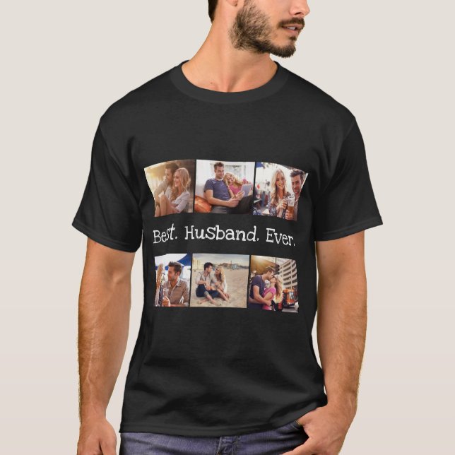 Fun Photo Best Husband Ever Personalized Black T-Shirt (Front)