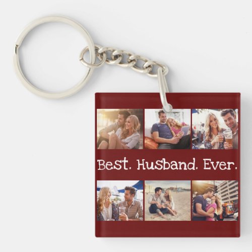 Fun Photo Best Husband Ever Personalized Red Keychain