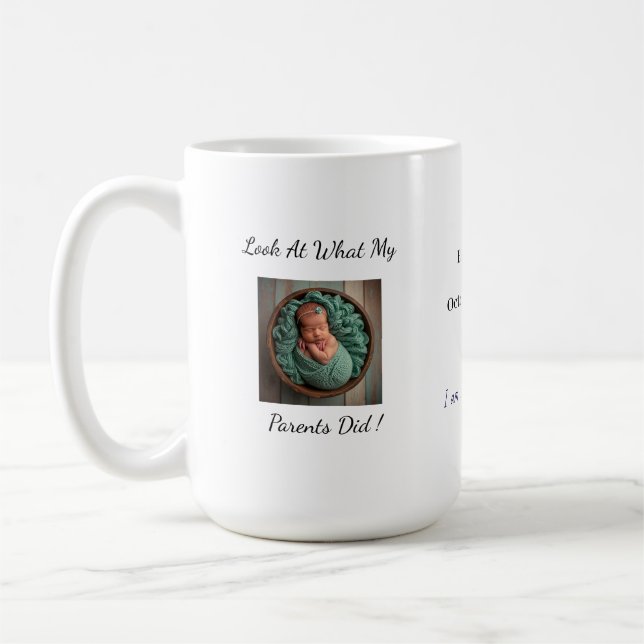 Fun Photo Birth Announcement  Personalized Mug (Left)