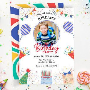 Fun Photo Birthday party colorfull ballons Invitation