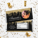 Fun Photo Black and Gold Glitter Drip Hershey Bar Favors<br><div class="desc">These Fun Photo Black and Gold Glitter Drip Hershey Bar Favors are perfect for any occasion! Add a photo of your honoree and text for any event, These favors are great for birthdays, bachelorette parties, weddings, baby showers and more! This design does include a faux nutritional facts label on the...</div>