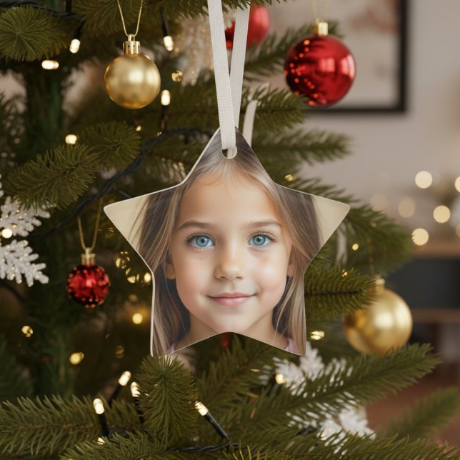 Fun PHOTO Christmas Star personalize Ornament (Creator Uploaded)