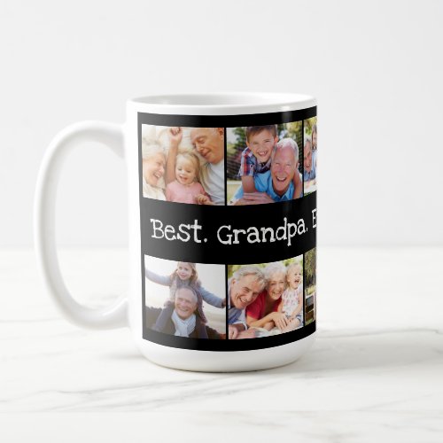 Fun Photo Collage Best Grandpa Ever Black White  Coffee Mug