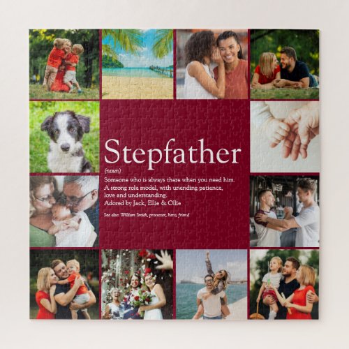 Fun Photo Collage Cool Stepfather Stepdad Quote Jigsaw Puzzle
