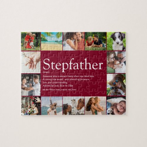 Fun Photo Collage Stepfather Stepdad Quote Jigsaw Puzzle