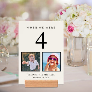 Fun Photo Cream Wedding Table Number Holder