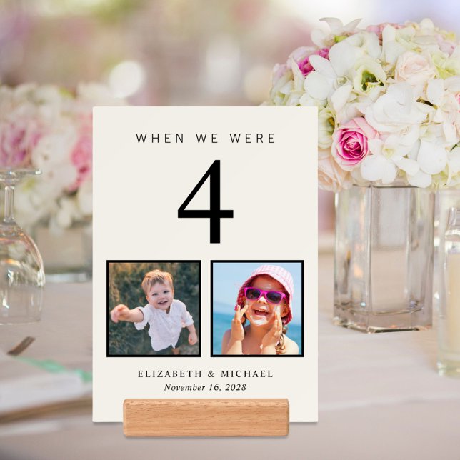 Fun Photo Cream Wedding Table Number Holder (Creator Uploaded)
