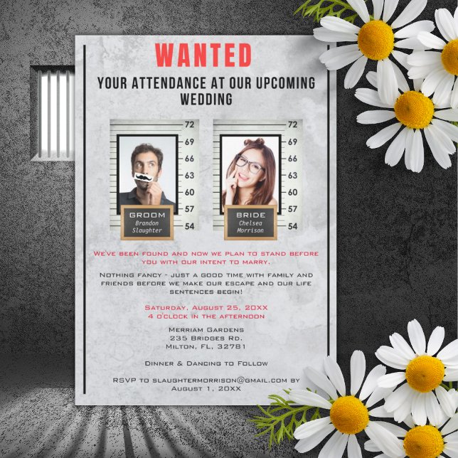 Fun Photo Mug Shot Wedding Invitation (Creator Uploaded)