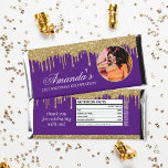 Fun Photo Purple and Gold Glitter Drip Hershey Bar Favors<br><div class="desc">These Fun Photo Purple and Gold Glitter Drip Hershey Bar Favors are perfect for any occasion! Add a photo of your honoree and text for any event, These favors are great for birthdays, bachelorette parties, weddings, baby showers and more! This design does include a faux nutritional facts label on the...</div>