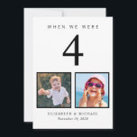 Fun Photo Wedding Table Number Card<br><div class="desc">Have some fun with your wedding reception table numbers with these cards with each table number corresponding to a photo of the bride and groom at the same age. For example, for Table 4, personalize the table number with "4" and add photos of the bride and groom when they were...</div>
