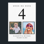 Fun Photo Wedding Table Number Card<br><div class="desc">Have some fun with your wedding reception table numbers with these cards with each table number corresponding to a photo of the bride and groom at the same age. For example, for Table 4, personalize the table number with "4" and add photos of the bride and groom when they were...</div>