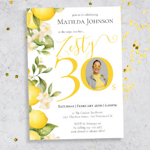 Fun Photo Zesty Lemon 30th Birthday Party Invitation