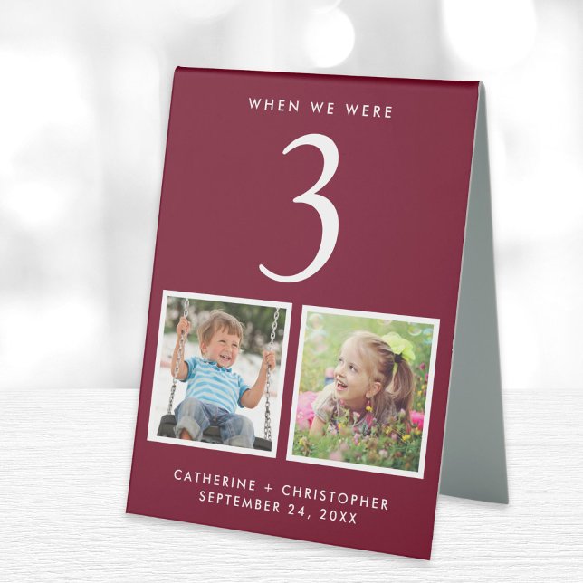 Fun Photos Burgundy Wedding Table Number Table Tent (Creator Uploaded)
