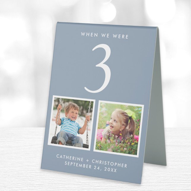 Fun Photos Dusty Blue Wedding Table Number Tent (Creator Uploaded)