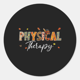 Fun Physical Therapy Pumpkin Autumn Tree Fall Leav Classic Round Sticker