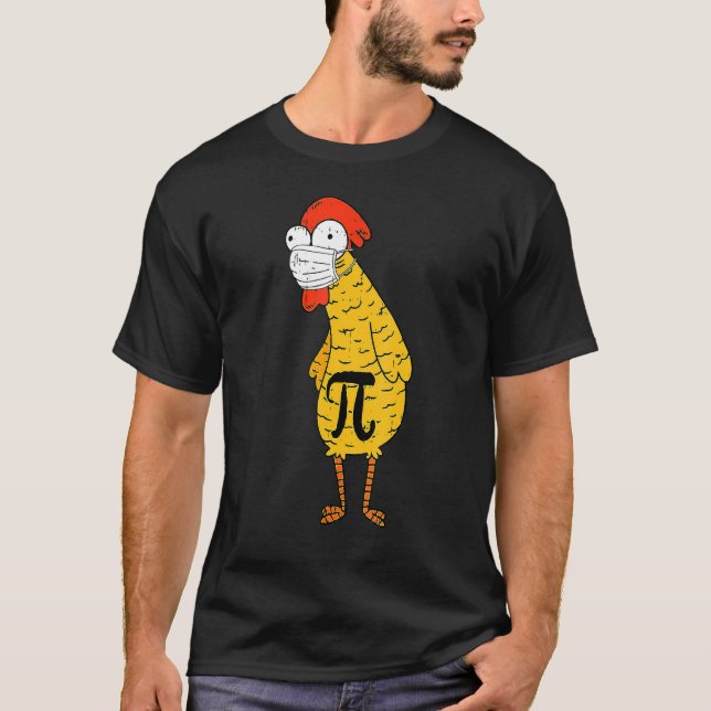 Fun Pi Day Chicken Face Mask Math Teacher Student T-Shirt (Front)