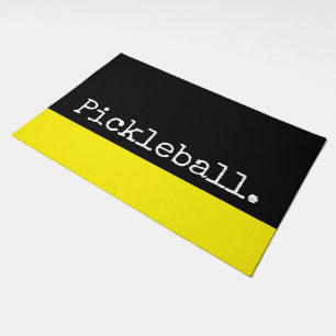 Fun PICKLEBALL Bright Yellow Black Color Block Doormat