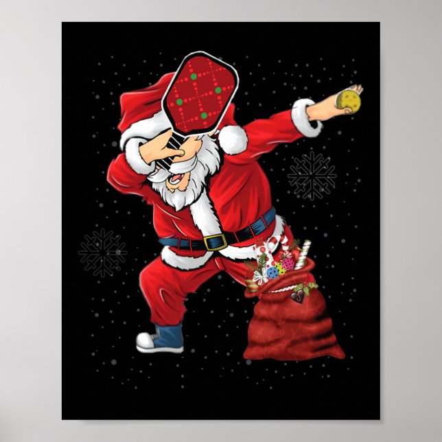 Fun Pickleball Christmas Santa Playing Pickleball  Poster (Front)