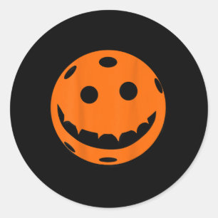 Fun Pickleball Halloween Pumpkin Back Print Classic Round Sticker