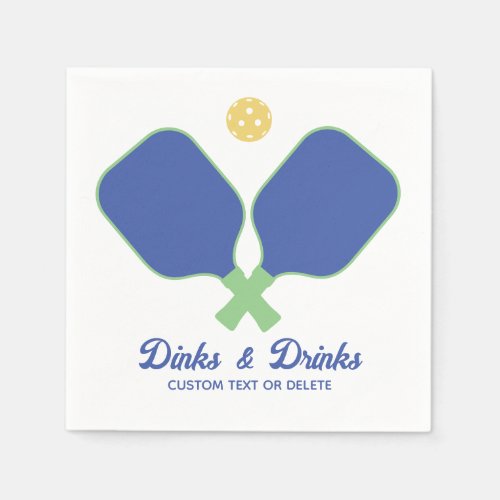 Fun Pickleball Party Dinks and Drinks Custom Text Napkins