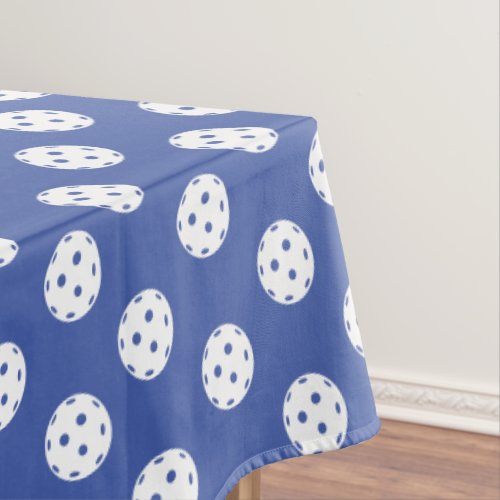 Fun Pickleball Pattern Blue White Sports Balls Tablecloth