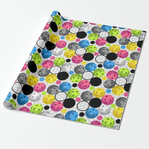 Fun Pickleball Pattern Colorful Wrapping Paper