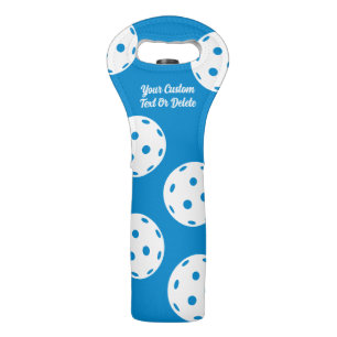 Fun Pickleball Pattern Personalized Text Blue Wine Bag