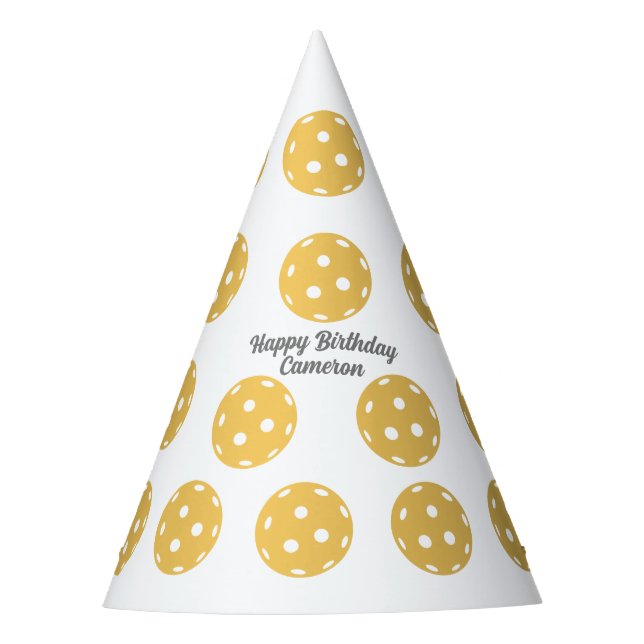 Fun Pickleball Pattern Personalized Text Party Hat (Front)