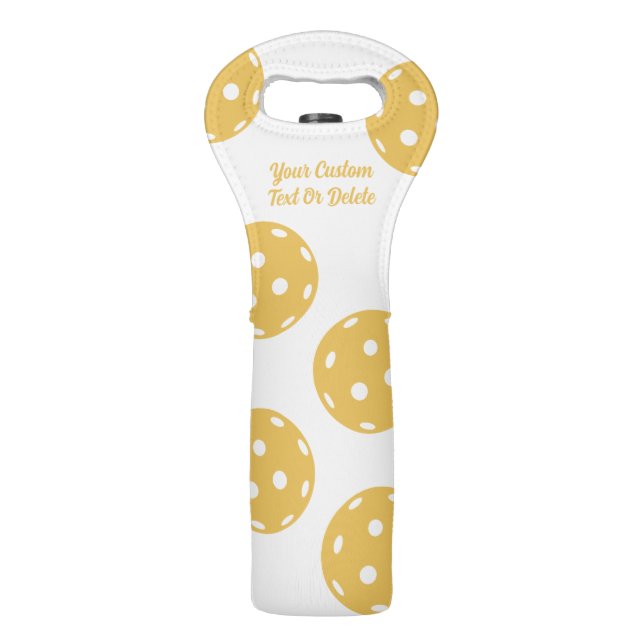 Fun Pickleball Pattern Personalized Text Wine Bag (Front)