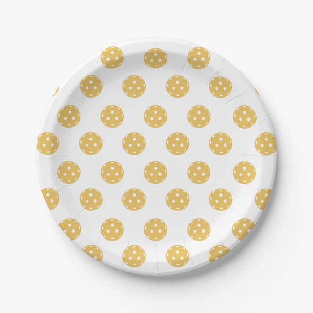 Fun Pickleball Pattern Pickleball Party Paper Plates (Front)