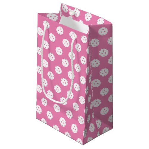 Fun Pickleball Pattern Pink White Sports Balls Small Gift Bag