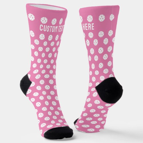 Fun Pickleball Pattern Pink White Sports Balls Socks