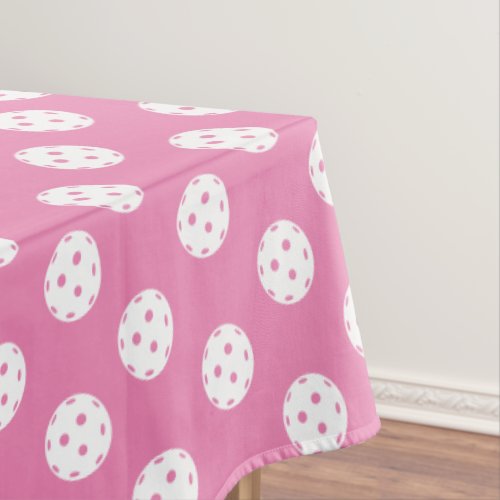 Fun Pickleball Pattern Pink White Sports Balls Tablecloth