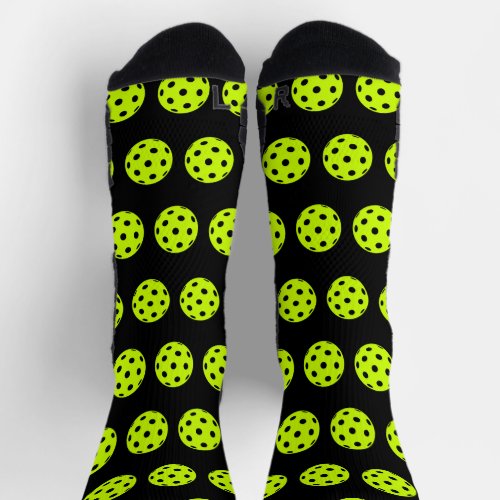 Fun Pickleball Pattern Yellow Novelty Socks