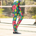 Fun Pickleball Tropical Hibiscus Flower Sports Leggings<br><div class="desc">Take your pickleball game to the next level with these AWESOME,  high quality leggings featuring yellow pickleballs set against a tropical floral background.  Perfect for recreational or tournament play or great for just wearing around town too.</div>