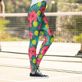 Funny Pickleball Pickle Holding Paddle and Ball Leggings