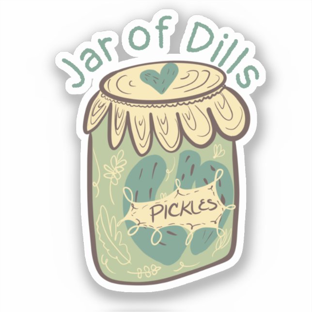 Fun Pickles in Jar Dill Food Lover Sticker (Front)