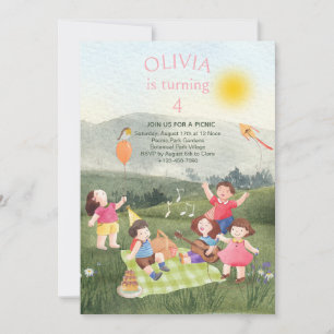 Fun Picnic Birthday Girl Garden Party Invitation