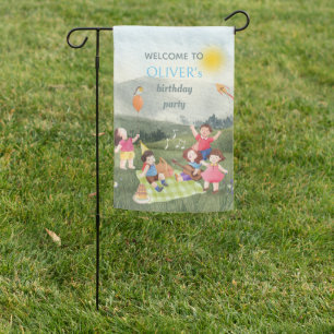 Fun Picnic Birthday Kids Boy Garden Picnic Flag