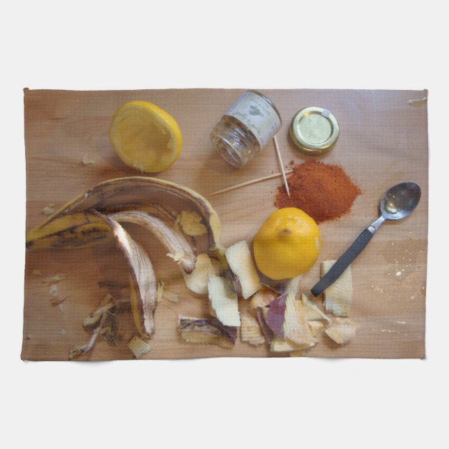 fun picture of cooking ingredientsfor dinner kitchen towel (Horizontal)