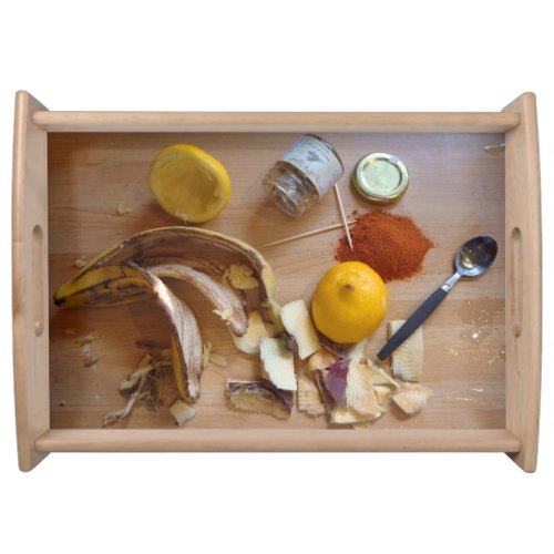 fun picture of peelings lemon halves after cooking serving tray