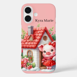 Fun pig lovers add your name iPhone 16 case