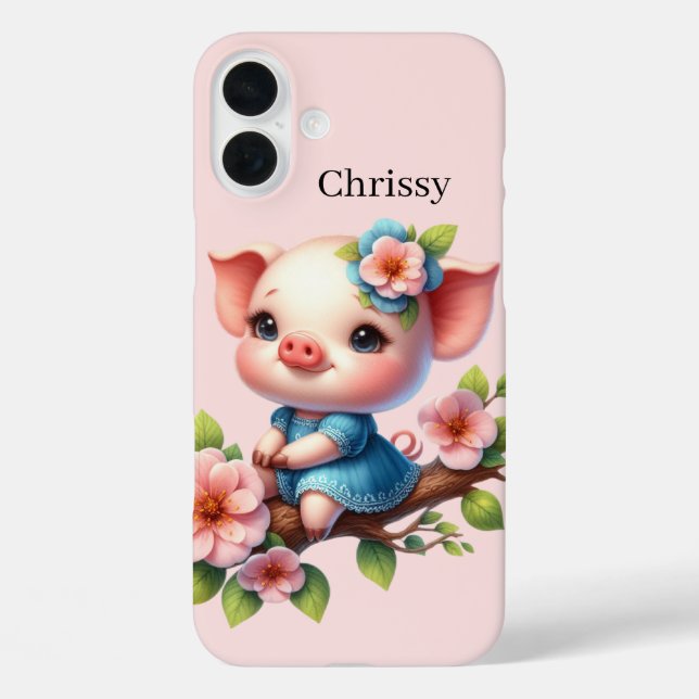 Fun pig lovers add your name  Case-Mate iPhone case (Back)