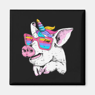 Fun Pig Piglet Unicorn Horn Glasses Cute Farm Hall Magnet