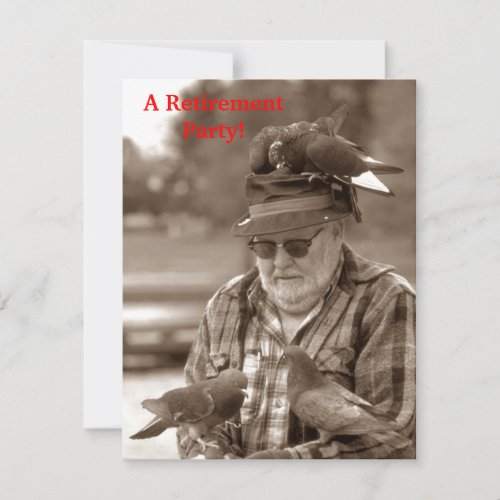 Fun Pigeons Birds Man Retirement Party Invitation